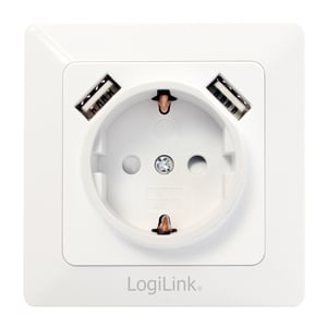 LogiLink PA0162 Steckdose 2 x USB + CEE 7/3 Weiß