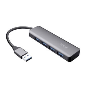 Trust Halyx Aluminium 4-portars USB 3.2-hubb USB 3.2 Gen 1 (3.1 Gen 1) Micro-B Grå
