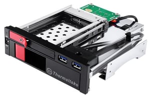 Thermaltake ST0026Z Frontblende für 2,5/3,5-Zoll-Laufwerksschächte, schwarz, rot