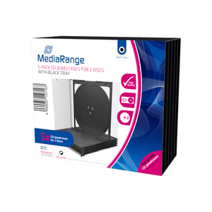MediaRange BOX31-2 CD-fodral Smyckeskrin för 2 skivor Svart, Genomskinlig