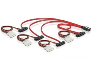 DeLOCK-kabel mini-SAS 36-stifts till 4x SAS 29-stifts SCSI-kabel, röd, 0,5 m