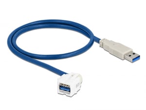 DeLOCK Keystone-Modul, USB 3.0 A, Buchse 250° > USB 3.0 A, Stecker, mit Kabel