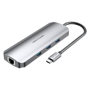 Vention TOLHB Wired USB 3.2 Gen 1 (3.1 Gen 1) Type-C Docking Station, Silver