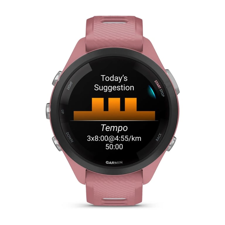 фото Смарт-годинник Garmin Forerunner 265S Black Bezel w. Light Pink Case and Light Pink/Whitestone S. Band (010-02810-05/15/55)