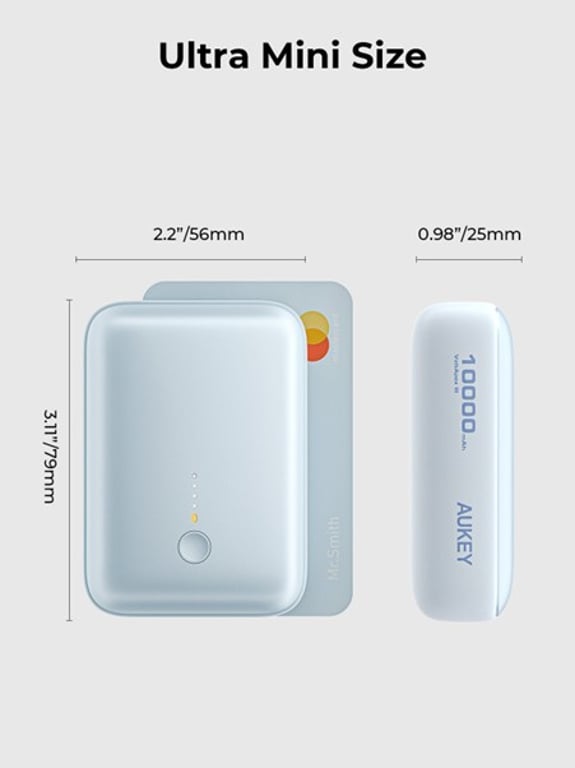 фото Зовнішній акумулятор (павербанк) Aukey PB-Y55 10000 mAh Light Blue