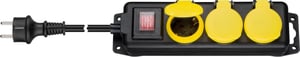 Goobay 45193 3-meter power strip with 3 outlets, Indoor/Outdoor, Black, Yellow