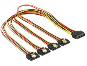 DeLOCK 60158 SATA-kabel 0,5 m SATA 15-stifts 4 x SATA 15-stifts Flerfärgad