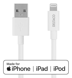 Deltaco IPLH-4005 kabel Lightning 0,5 m Biały