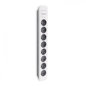 Qoltec 50298 1.8 m Power Strip, 8 Outlets, Indoor, Gray, White
