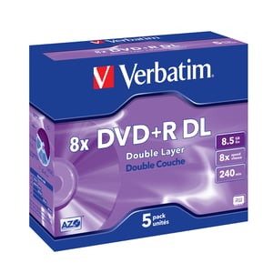 Verbatim 43541 8.5 GB DVD+R DL DVD, 5-pack