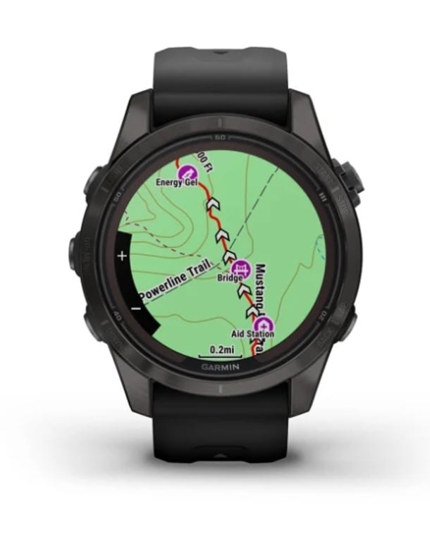 фото Смарт-годинник Garmin Fenix 7S Pro Sapphire Solar Carbon G. DLC Tit. with Black Band (010-02776-10/11/54)