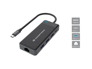 Conceptronic DONN14G Wired USB 3.2 Gen 1 (3.1 Gen 1) Type-C Docking Station, Gray