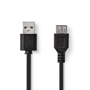 Nedis CCGP60010BK20 kabel USB USB 2.0 2 m USB A 0,48 Gbit/s Czarny