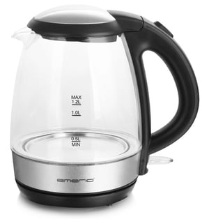 Emerio WK-125145 vattenkokare 1,2 l 2200 W Svart, Silver, Transparent