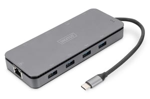 Digitus USB-C-Dockingstation mit 11 Anschlüssen und Steckplatz für eine SSD
