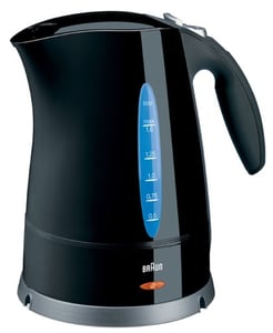 Braun vattenkokare WK 300, elektrisk vattenkokare 1,6 l, 3000 W, svart