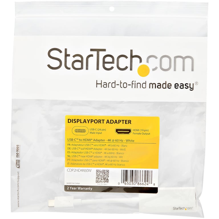StarTech CDP2HD4K60W zewnętrzna karta graficzna usb 3840 x 2160 px Biały