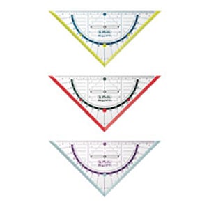 Herlitz Geometry Triangle My.Pen 16 cm with Grip, 45° triangle, Multicolored Plastic, Transparent, 1 pc.