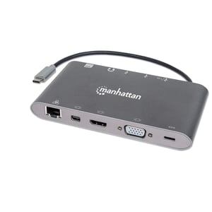 Manhattan 152808 stacja dokująca Przewodowa USB 3.2 Gen 1 (3.1 Gen 1) Type-C Srebrny