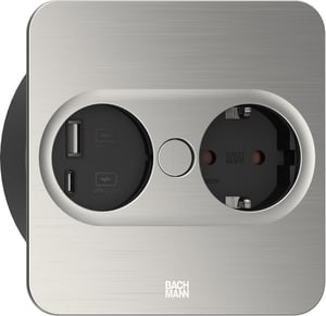 Bachmann 946.005 Steckdose Typ F + USB A + USB C Edelstahl