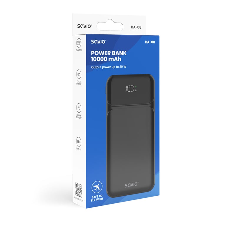 фото Зовнішній акумулятор (павербанк) Savio BA-08 1000mAh Black