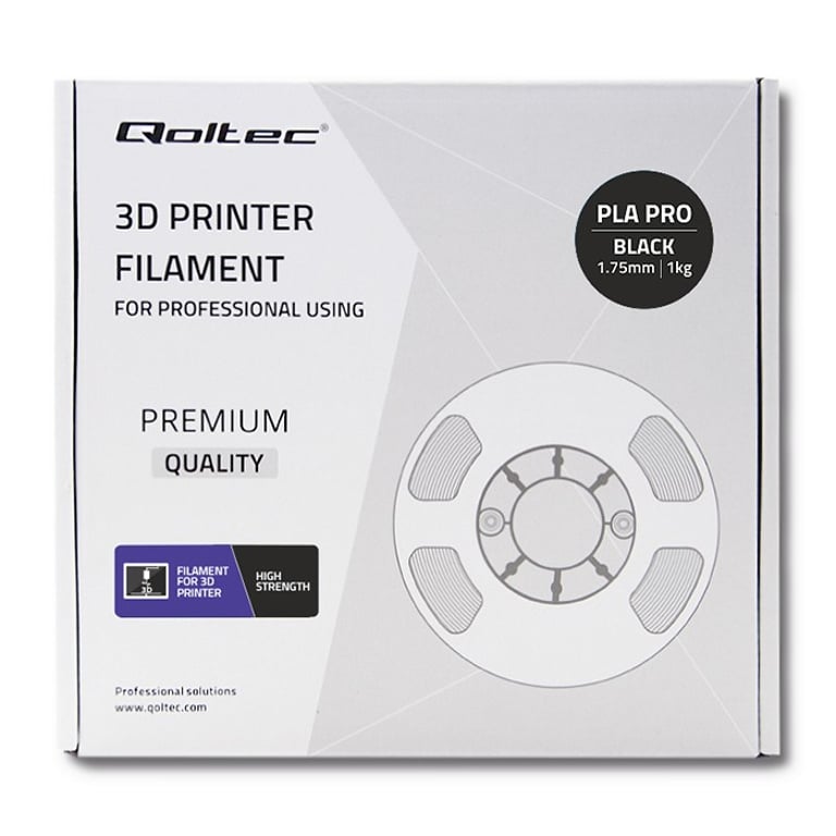 Qoltec 50670 materiały drukarskie 3D Kwas polimlekowy (PLA) Czarny 1 kg