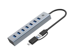 Conceptronic HUBBIES21G USB 3.2 Gen 1 (3.1 Gen 1) Type-A Hubs and Concentrators, 5000 Mbit/s, Gray