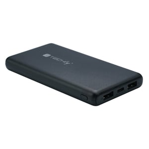 Techly I-CHARGE-10000 Lithium-Polymer (LiPo) Power Bank, 10,000 mAh, Black