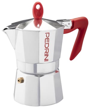 Pedrini 9083-0 manuell kaffebryggare, mokabryggare, röd, rostfritt stål
