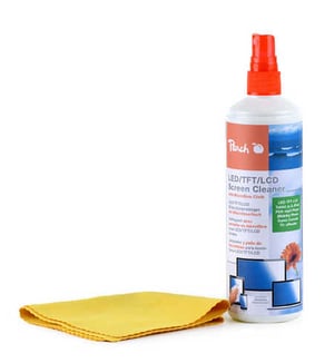 Peach PA104 Gerätereinigungsset – Universelles Reinigungsspray und Wischtuch, 250 ml