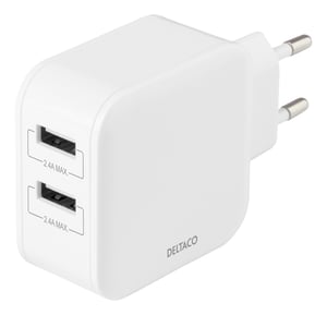Deltaco USB-AC175 ładowarka do urządzeń przenośnych Uniwersalne Biały Prąd przemienny Wewnętrzna
