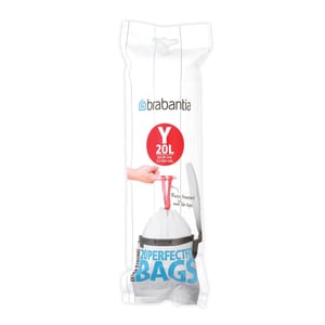 Brabantia 116742 20-liter trash bag, White, 20-pack