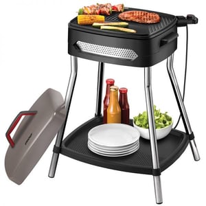 Unold 58580 Kamado-Grill/Grillplatte, elektrisch, schwarz, grau, Edelstahl, 2000 W