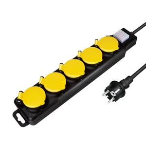 LogiLink LPS255 nätverksfördelare 1,5 m, 5 nätverksuttag, utomhusbruk, svart, gul