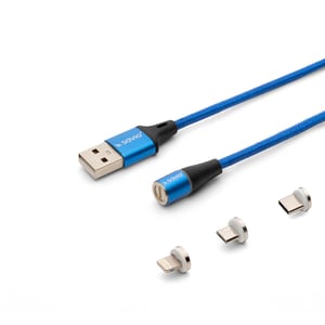 Savio CL-157 USB-Kabel USB 2.0 2 m USB-A auf USB-C/Micro-USB-B/Lightning Blau