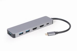 Gembird A-CM-COMBO3-03 USB 3.2 Gen 1 (3.1 Gen 1) Type-C Hubs and Concentrators, 5000 Mbit/s, Gray