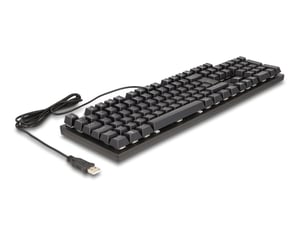 DeLOCK Mechaniczna klawiatura do gier USB, przewodowa, czarna, o długości 1,6 m, z podświetleniem RGB