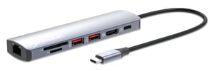 Manhattan 153966 Wired USB 3.2 Gen 2 (3.1 Gen 2) Type-C Docking Station, Silver