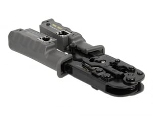 DeLOCK Crimpzange mit Abisolierer und Netzwerktester für Stecker mit 8P (RJ45), 6P (RJ12/11) oder 4P (RJ10)
