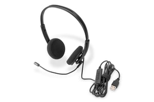 Digitus USB 2.0-hörlurar, brusreducering, kabel 1,95 m