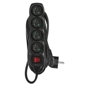 Emos 1902340500 5 m Power Strip, 4 Outlets, Indoor, Black