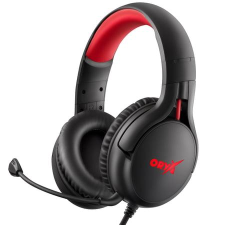 Niceboy ORYX X410 Zestaw słuchawkowy Przewodowa Opaska na głowę Gaming Czarny, Czerwony
