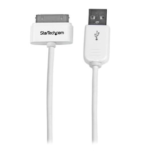 StarTech USB2ADC1M Phone Cable, White, 1 m, USB-A to Apple 30-pin