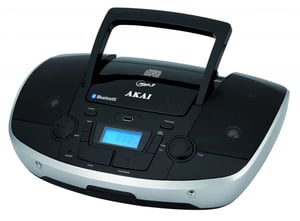 Akai APRC-108 bärbart 6 W FM-stereosystem, PLL, svart, silver, MP3-spelare