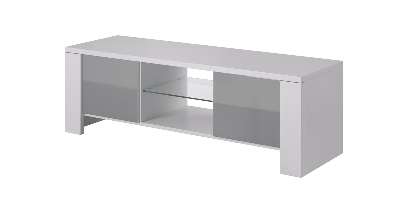 Cama szafka RTV WEST 42/130/42 biały/szary połysk