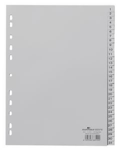 Durable 652310 Card Tab Numeric Card Tab Polypropylene (PP) Gray