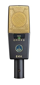 AKG C414 XLII-mikrofon, guld, grå. Mikrofon för scen/uppträdande