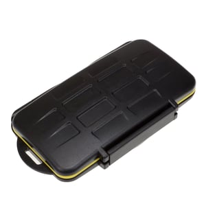 B.I.G. SD12 memory card case, holds 24 cards Acrylonitrile butadiene styrene (ABS) copolymer Black