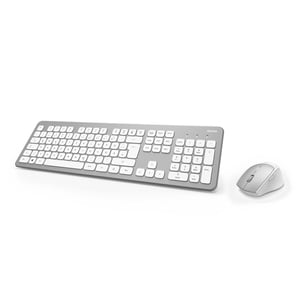 Hama KMW-700 Keyboard with Included Mouse, RF Wireless, QWERTZ, German, Silver, White