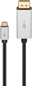 Goobay 60176 2 m USB Type-C to DisplayPort Cable Adapter, Black, Silver